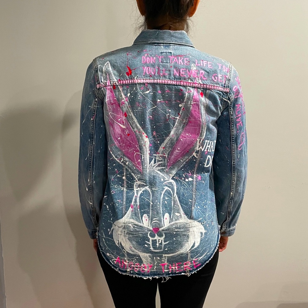 Original HAND PAINTED Denim denim shirt jacket
